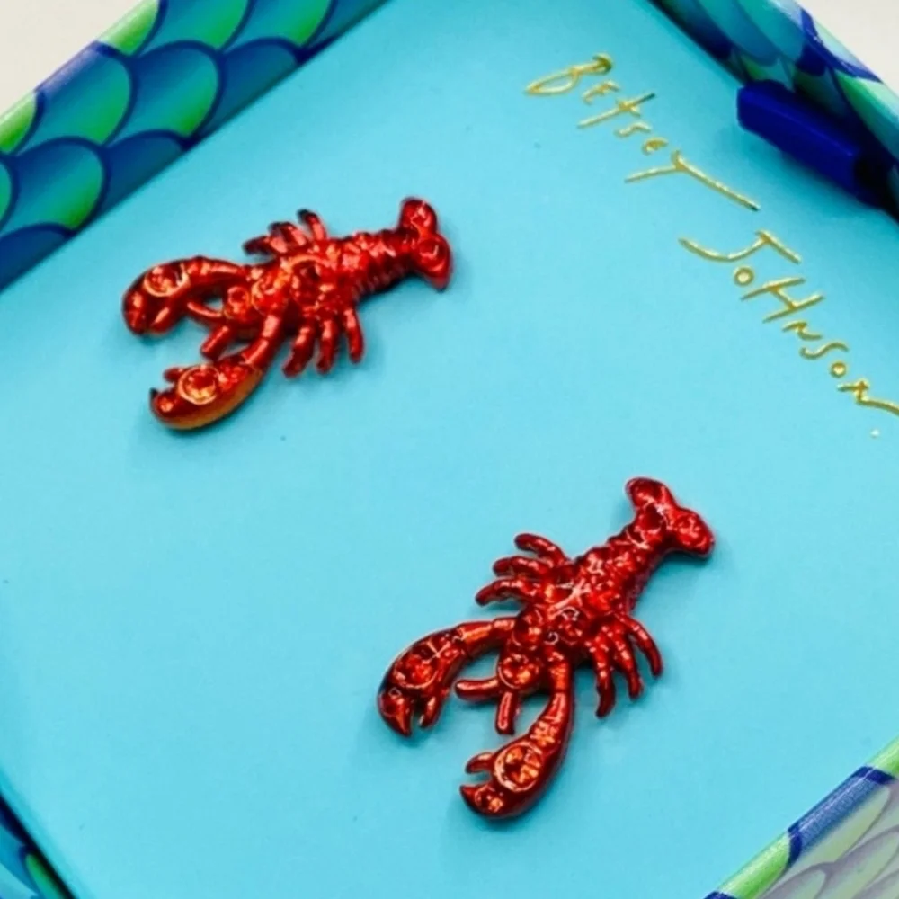 🦞▪️ Betsey Johnson ▪️Mermaid Jewels Johnson Gorgeous Lobster Red  Earrings
